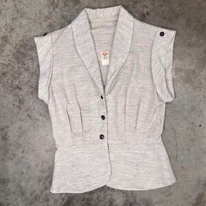 Vintage 90s grey peplum vest with button up front size 11